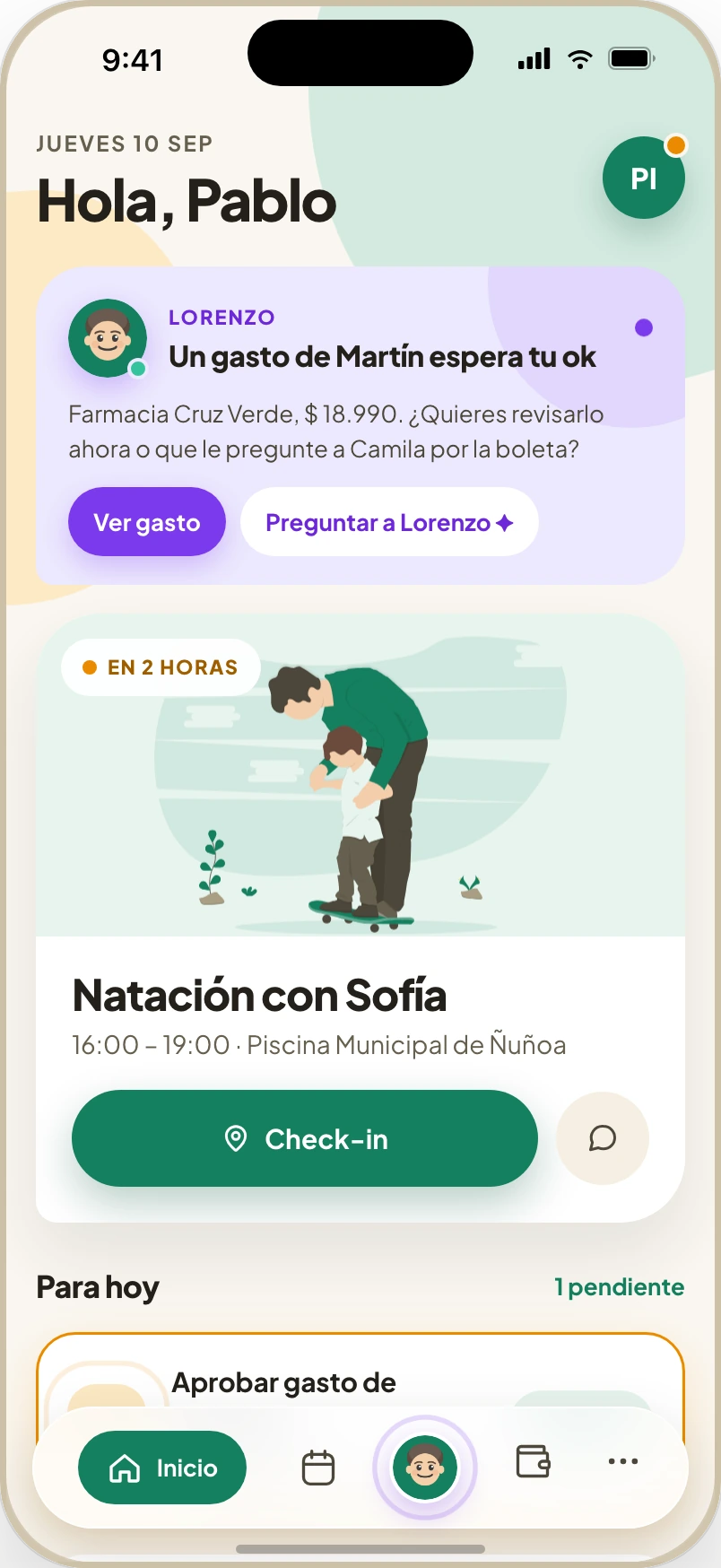 Inicio de Kinnai para una familia en dos hogares: un gasto por aprobar y la visita de hoy con check-in